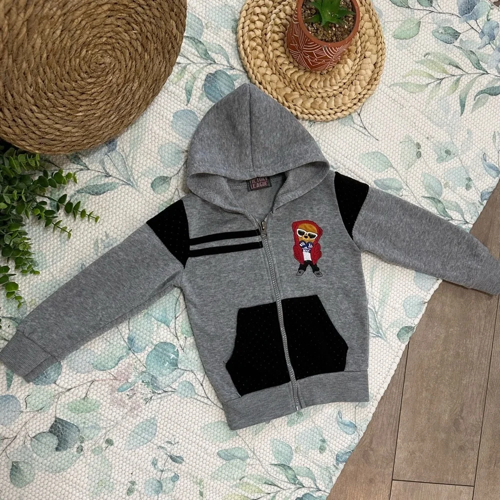 Victory League Toddler Boy Full Zip Cozy Bear Embroidered Graphic Hoodie Size 2T
